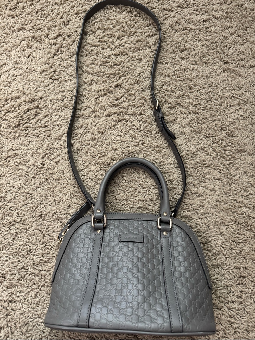 Gucci Grey Microguccissima Leather Mini Dome Crossbody Bag - Picture 4 of 16